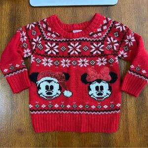 Disney Mickey & Minnie Holiday Sweater | Girl 2T | Sequin Fair Isle Xmas Knit